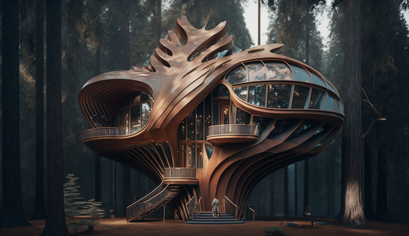 axel05252_A_postmodern_treehouse_shaped_like_a_wing_made_of_rec_f194f7e9-8dc3-47d9-9417-5d6a2034fbb5